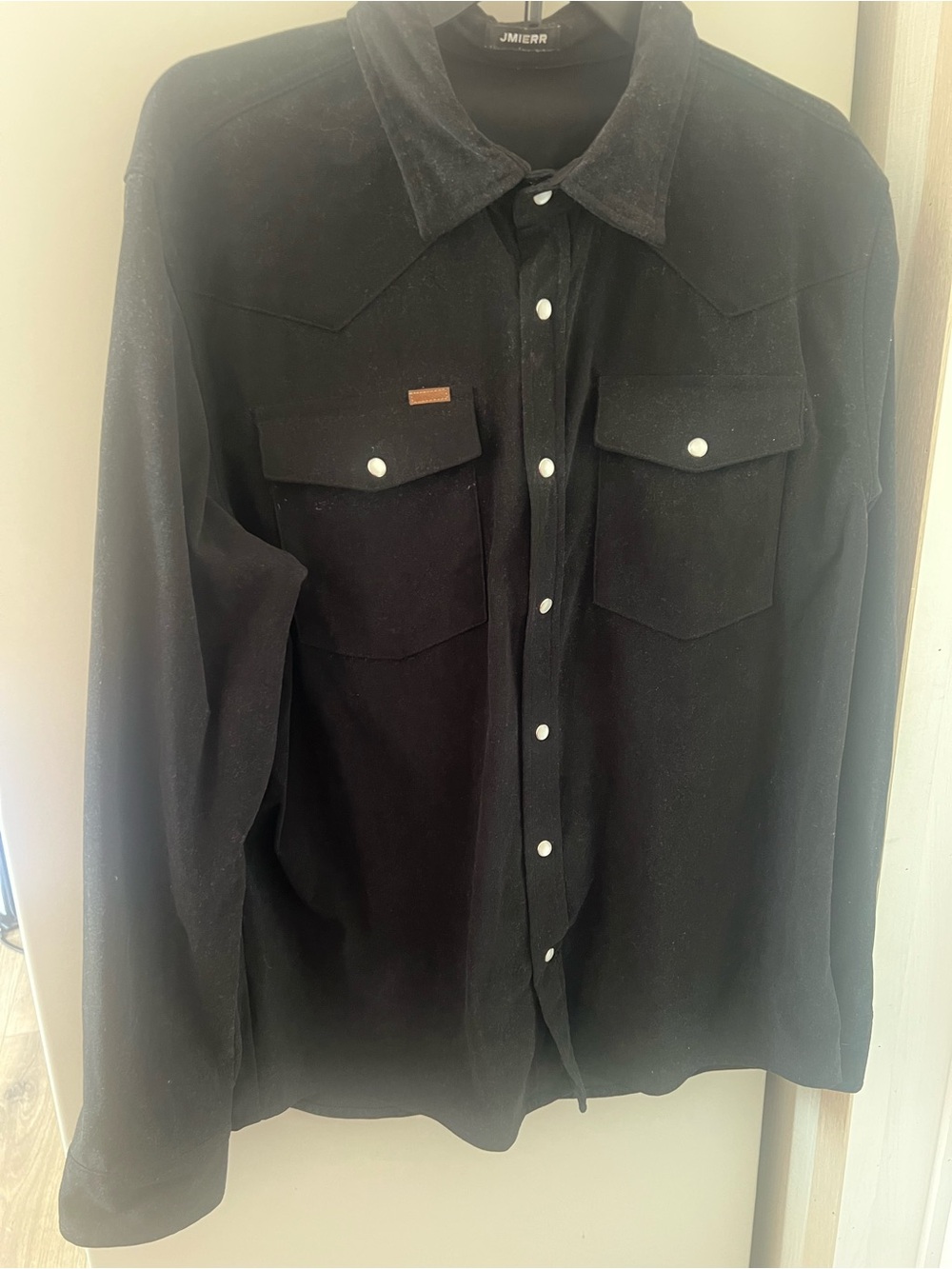 Black Western-Style Snap Shirt Jacket